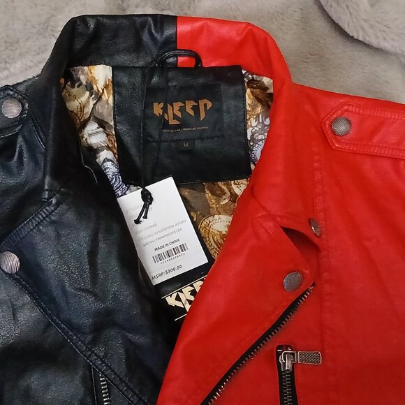 FREE SHIPPING! Beautiful Kleep Two-Tone Moto Jacket, Size Medium, Excellent, NWT - Picture 9 of 15